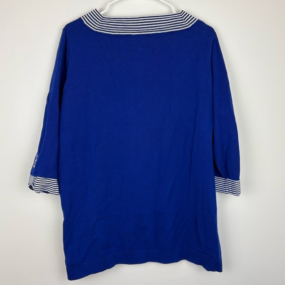 Quacker Factory Blue and White Sailor Top size 1X Donald Duck Twee kidcore EUC - Picture 7 of 11